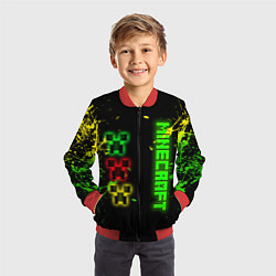 Бомбер детский Minecraft - неоновые логотипы, цвет: 3D-красный — фото 2