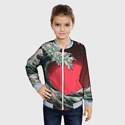 Бомбер детский Японская волна в красном цвете, цвет: 3D-серый — фото 2