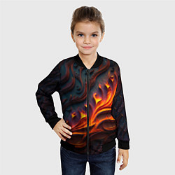 Бомбер детский Огненный орнамент с языками пламени, цвет: 3D-черный — фото 2