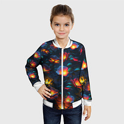 Бомбер детский Светящиеся цветы, цвет: 3D-белый — фото 2
