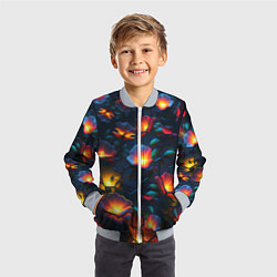 Бомбер детский Светящиеся цветы, цвет: 3D-серый — фото 2
