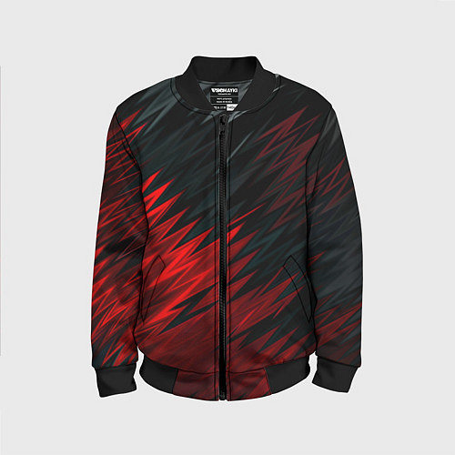 Детский бомбер Черно-Красная штриховка / 3D-Черный – фото 1