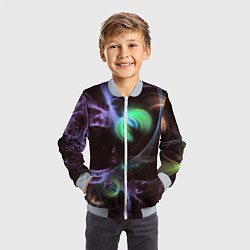 Бомбер детский Магические фиолетовые волны и цветные космические, цвет: 3D-серый — фото 2