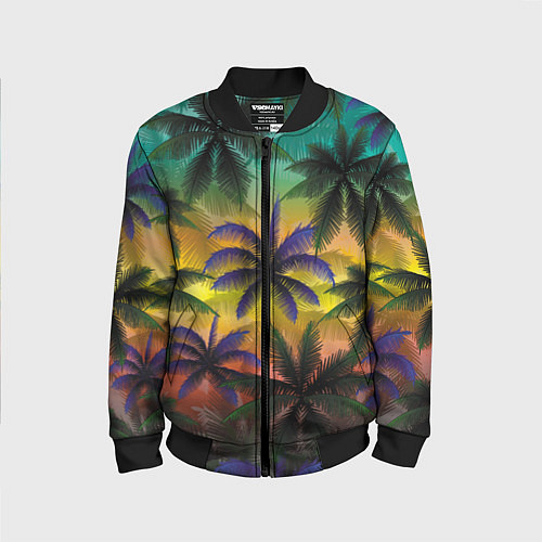 Детский бомбер Кроны пальм, Багамы / 3D-Черный – фото 1