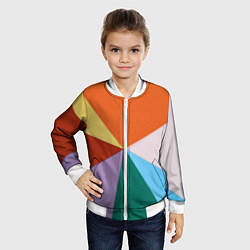 Бомбер детский Разноцветные пересекающиеся треугольники, цвет: 3D-белый — фото 2