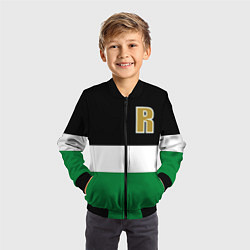 Бомбер детский Буква R цветные полосы, цвет: 3D-черный — фото 2