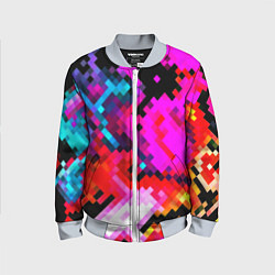 Бомбер детский Pixel neon mosaic, цвет: 3D-серый