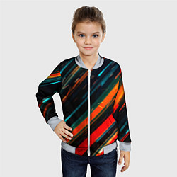 Бомбер детский Искры огня на полосах, цвет: 3D-серый — фото 2