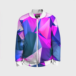 Бомбер детский Neon blue polygons, цвет: 3D-белый