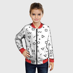 Бомбер детский Разные геометрические фигуры, цвет: 3D-красный — фото 2