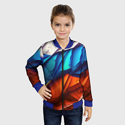 Бомбер детский Российский флаг на скале, цвет: 3D-синий — фото 2