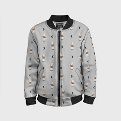 Детский бомбер Зайка и луна - паттерн серый