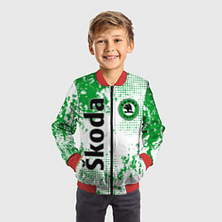 Бомбер детский Skoda auto logo, цвет: 3D-красный — фото 2
