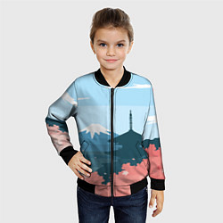 Бомбер детский Вид на Фудзияму - Япония, цвет: 3D-черный — фото 2