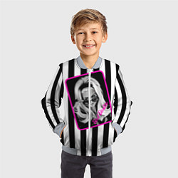 Бомбер детский Барби и полосы, цвет: 3D-серый — фото 2