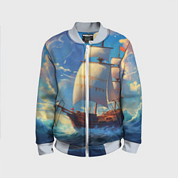 Бомбер детский Парусник в море, цвет: 3D-серый