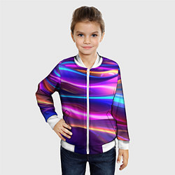 Бомбер детский Неоновые волны, цвет: 3D-белый — фото 2