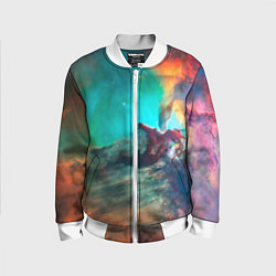 Бомбер детский Аморфный цветастый космос, цвет: 3D-белый