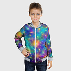 Бомбер детский Звездный космос, сияющий волшебством, цвет: 3D-серый — фото 2
