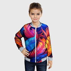 Бомбер детский Экзотические перья, цвет: 3D-серый — фото 2