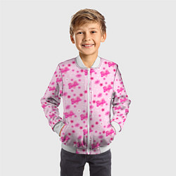 Бомбер детский Барби, сердечки и цветочки, цвет: 3D-белый — фото 2