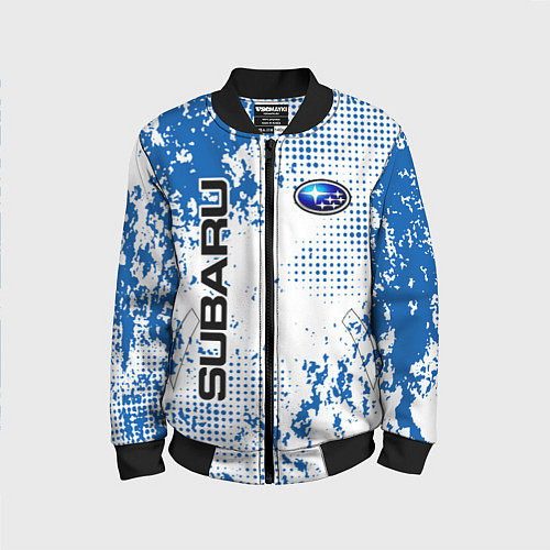 Детский бомбер Subaru blue logo / 3D-Черный – фото 1