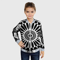 Бомбер детский Черно белый узор с радиусами, цвет: 3D-серый — фото 2