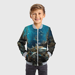 Бомбер детский Механическая акула, цвет: 3D-серый — фото 2