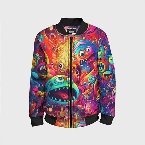 Детский бомбер Кислотные чудики / 3D-Черный – фото 1