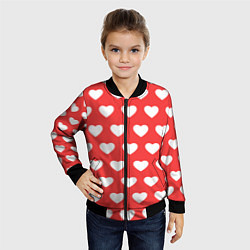 Бомбер детский Сердечки на красном фоне, цвет: 3D-черный — фото 2