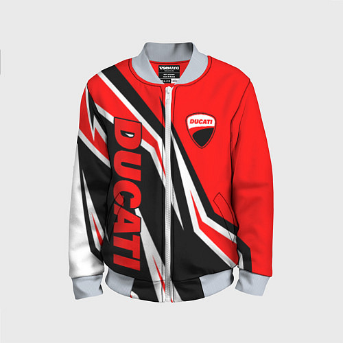 Детский бомбер Ducati- red stripes / 3D-Серый – фото 1