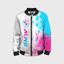 Бомбер детский BMW neon gradient style: по-вертикали, цвет: 3D-черный