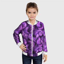 Бомбер детский Фиолетовые щупальца и дым, цвет: 3D-белый — фото 2