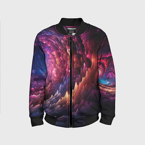Детский бомбер Звездная космическая спираль / 3D-Черный – фото 1