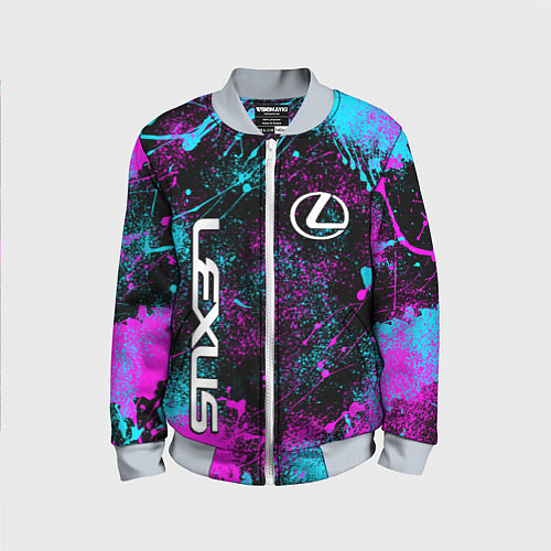 Детский бомбер Lexus - неоновые брызги / 3D-Серый – фото 1