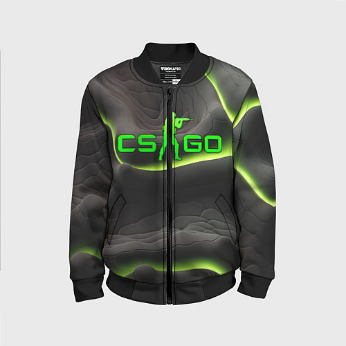 Детский бомбер CSGO green black logo / 3D-Черный – фото 1