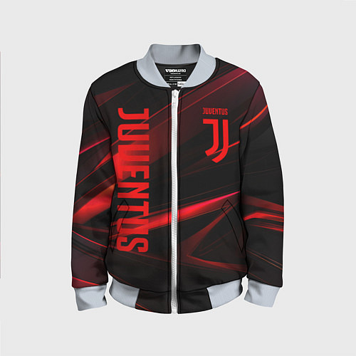 Детский бомбер Juventus black red logo / 3D-Серый – фото 1