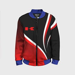 Бомбер детский Кавасаки - красные волны, цвет: 3D-синий