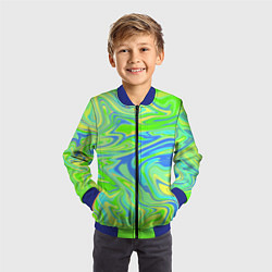 Бомбер детский Неоновая абстракция волны, цвет: 3D-синий — фото 2