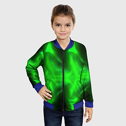 Бомбер детский Black green abstract, цвет: 3D-синий — фото 2