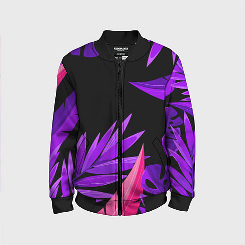 Детский бомбер Floral composition - neon / 3D-Черный – фото 1