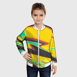Бомбер детский Слияние жёлтого голубого чёрного цветов, цвет: 3D-белый — фото 2
