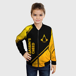 Бомбер детский Assassins Creed - gold gradient: надпись, символ, цвет: 3D-черный — фото 2