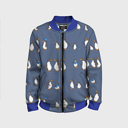 Бомбер детский Забавное семейство пингвинов, цвет: 3D-синий