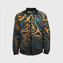 Бомбер детский Абстрактный узор в викингском стиле, цвет: 3D-черный