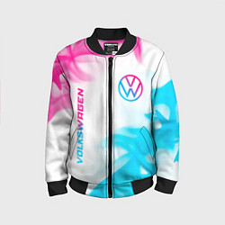 Бомбер детский Volkswagen neon gradient style вертикально, цвет: 3D-черный