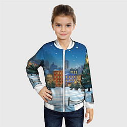 Бомбер детский Новогодний город, цвет: 3D-белый — фото 2