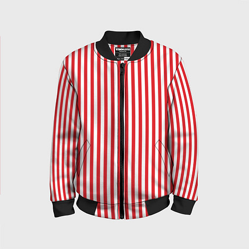 Детский бомбер Красная полоса / 3D-Черный – фото 1