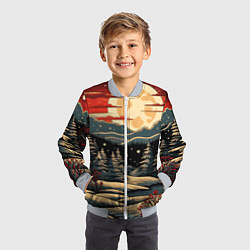 Бомбер детский Зимнее настроение новогодний рисунок, цвет: 3D-серый — фото 2