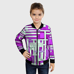 Бомбер детский Полосы на фиолетовом фоне, цвет: 3D-черный — фото 2
